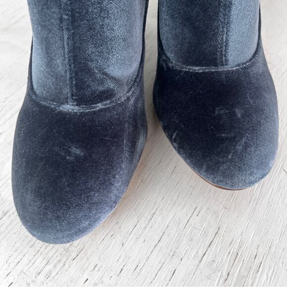 Sam Edelman Calexa Blue Velvet Heeled Sock Boots size 8.5 - Picture 10 of 12